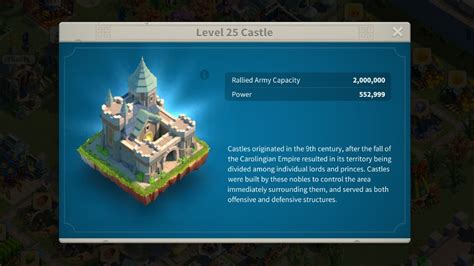 rise of kingdoms castle requirements.